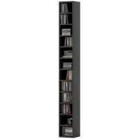 HOMCOM Rangements pour CD et DVD avec 12 compartiments, capacité max. 204 CD, 21 x 20 x 175 cm, noir(m-13)