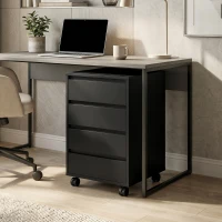 HOMCOM Caisson de bureau rangement bureau sur roulettes 4 tiroirs coulissants en bois aspect bois noir(m-8)