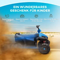 AIYAPLAY Elektrische kinderquad, Licht & Muziek, vering, 5 km/h, 50 Min. rijtijd, voor 3-5 jaar, Blauw(m-8)