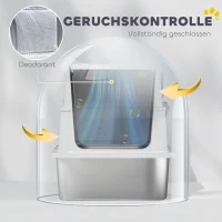 PawHut Kattenbak, roestvrij staal, XL-interieur, met schep, lichtgrijs(m-6)