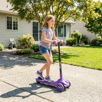 AIYAPLAY Trottinette électrique pour enfants 6+ ans, pliable 3 roues démarrage zéro, vitesse maximale 8 km/h 64x29x83cm violet(m-16)
