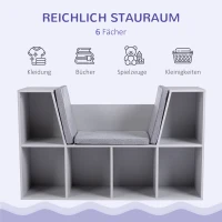 HOMCOM 2-in-1 Kinderrek en Bankje met Kussen 103 x 30 x 62 cm, Grijs en Wit(m-4)