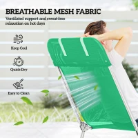 Outsunny Steel Frame Sun Lounger, with Reclining Back - Dark Green(m-5)