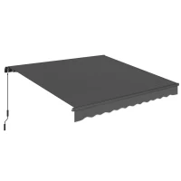 Outsunny Store banne manuel 3,5x3m, auvent rétractable inclinaison réglable, manivelle, protection UV résistance à l'eau, gris(m-11)