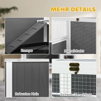 PawHut Kleindierhok voor dwerghamsters, konijnen, cavia's, met accessoires, verhoogd ontwerp, hout, metaal, grijs(m-9)