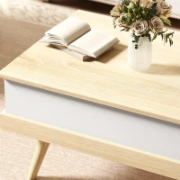 HOMCOM Mesa de Centro Elevable con 3 Compartimientos de Almacenaje Ocultos y Patas de Madera 100x79x54 cm Natural y Blanco(m-11)