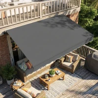 Outsunny Store banne manuel 3,5x3m, auvent rétractable inclinaison réglable, manivelle, protection UV résistance à l'eau, gris(m-8)