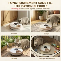 PawHut Distributeur de Nourriture pour Animaux de Compagnie Distributeur Automatique 6 portions 31,5 x 31,5 x 8,3 cm blanc(m-8)