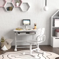 AIYAPLAY Mesa infantil com cadeira ajustável em altura, tampo inclinável 45°, gaveta e suporte para livros, cinza(m-4)