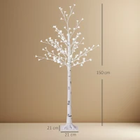 HOMCOM Árvore Cerejeira com 120 Luzes LED IP44 Banco Quente com Luz Ajustável em 3 Modos 21x21x150 cm Branco(m-3)