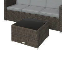 Outsunny 3 Pieces Garden Furniture Set w/ Cushions, PE Rattan Wicker Conversation Corner Sofa Set, Light Grey(m-10)