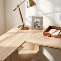 HOMCOM Escritorio de Esquina 120x100x76 cm Escritorio en L con Bandeja para Teclado Madera Natural(m-9)
