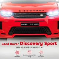 AIYAPLAY Kinderauto 12V Land Rover Discovery Sport met 2,4G afstandsbediening, muziek, claxon, elektrisch voertuig met LED-verlichting, USB/MP3-aansluiting, 3-5 km/u, voor kinderen van 3-6 jaar, rood(m-4)
