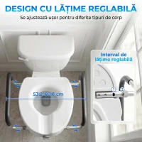 HOMCOM Înălțător WC pentru Vârstnici din HDPE cu Mânere Antialunecare, Lățime Reglabilă, Capacitate 136 kg, Alb(m-5)