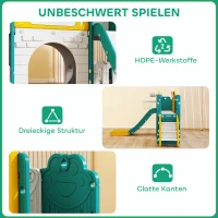 AIYAPLAY 7-in-1 Glijbaan Set voor Peuters, Basketballkorf, Kikker Design, Klimtoestel, Schommelzit, Voor Binnen en Buiten, Geel+Groen(m-6)