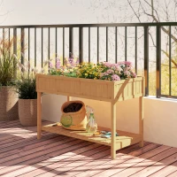 Outsunny Garden Wooden Planters, Rectangular 8 Compartment Plant Stand, Oak Tone(m-7)