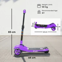 AIYAPLAY Trotinetă electrică pentru copii 6+ ani, pliabilă 3 roți pornire zero, viteză maximă 8 km/h 64x29x83cm mov(m-3)