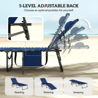 Outsunny Five-Position Reclining Sun Loungers Set of 2 - Dark Blue(m-4)