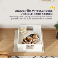 PawHut Werpkist voor Puppy’s, Puppyren met Verstelbare Deur, Hondenren met Antislip Voetjes, Werpkist voor middelgrote honden, 100x96x48 cm, Wit(m-7)