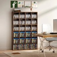 HOMCOM Corp de depozitare 456 CD-uri / 336 DVD-uri, Raft multimedia, 24 compartimente și 16 rafturi reglabile, Maro(m-4)