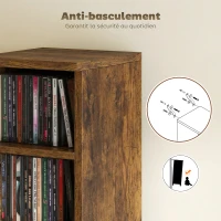 HOMCOM Lot de 2 étagères colonnes armoire de rangement CD-DVD 12 compartiments 21 x 22,5 x 88,5 cm capacité 204 CD marron(m-7)