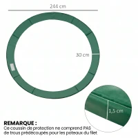 HOMCOM Couvre Ressort Coussin Toile BÂCHE À Ressorts pour Trampoline 8FT Ø 244 CM Vert Neuf(m-3)