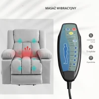 HOMCOM Elektryczny Fotel z Pomocą przy Wstawaniu, Miękki Aksamitny Materiał, Złącza USB(m-5)