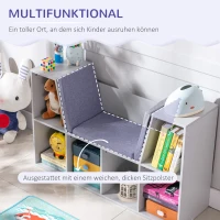 HOMCOM 2-in-1 Kinderrek en Bankje met Kussen 103 x 30 x 62 cm, Grijs en Wit(m-5)