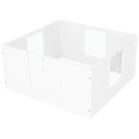 PawHut Werpkist voor Puppy’s, Puppyren met Verstelbare Deur, Hondenren met Antislip Voetjes, Werpkist voor middelgrote honden, 100x96x48 cm, Wit(m-10)