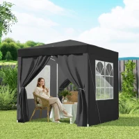 Outsunny Tenda de jardim exterior tenda dobrável pop-up regulável em altura proteção UV 2 x 2 m preto(m-4)