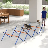 PawHut Kit d'équipement d'agilité pour chien, kit d'agilité pour chien portable avec hauteur réglable, sac de transport, orange(m-8)