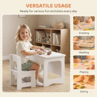 AIYAPLAY Bureau et Chaise pour Enfant avec Plateau Réversible Tableau Noir, 3 à 6 Ans, Blanc(m-8)