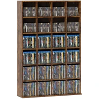 HOMCOM Corp de depozitare 456 CD-uri / 336 DVD-uri, Raft multimedia, 24 compartimente și 16 rafturi reglabile, Maro(m-7)
