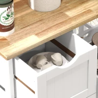HOMCOM Chariot desserte de cuisine à roulettes plan de travail en bois 3 tiroirs + 1 plateau amovible 67 x 37 x 85,5 cm blanc(m-7)