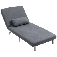 HOMCOM Fauteuil convertible 1 place, fauteuil-lit clic-clac 3 en 1 avec dossier réglable, oreiller, assise large, gris foncé(m-12)