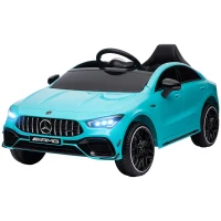 AIYAPLAY Kinder-elektrische auto, bestuurbaar met afstandsbediening, met transportrollen, LED-lichten, claxon, voor kinderen van 3-6 jaar, lichtblauw(m-10)