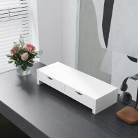 HOMCOM Rehausseur écran PC bureau support d'écran d'ordinateur de 60-116 cm avec 2 tiroirs, longueur et angle réglables(m-2)