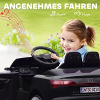 AIYAPLAY Elektrische kinderauto, 12V Audi Q8, 3-5 km/u, afstandsbediening, koplamp, muziek, Zwart(m-6)