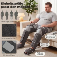 HOMCOM Masseur de jambes, masseur de compression pour les mollets, les genoux, les pieds avec chaleur, 3 modes automatiques(m-6)