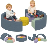 AIYAPLAY 7-delige softblokken-set voor peuters – schuim met afneembare cordhoes, diverse vormen, meerkleurig(m-11)