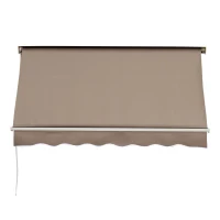 Outsunny Toldo banne Manual Inclinação ajustável Alumínio Poliéster impermeabilizado 70L x 180l cm Taupe Claro(m-7)