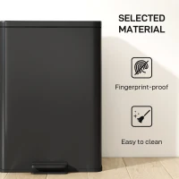 HOMCOM 20L Kitchen Bin with Soft-Close Lid and Stay-Open Function, Stainless Steel Pedal Bin with Removable Inner Bucket for Kitchen, Office, Home, Matte Black(m-6)