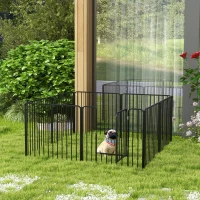 PawHut Box per Cani a 8 Pannelli Modulabili da Interno ed Esterno con 9 Picchetti, in Acciaio, 164x164x80 cm, Nero(m-9)