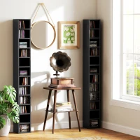 HOMCOM Rangements pour CD et DVD avec 12 compartiments, capacité max. 204 CD, 21 x 20 x 175 cm, noir(m-7)