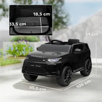 AIYAPLAY Kinder elektrische auto 12V Land Rover Discovery Sport met 2,4G afstandsbediening, muziek, claxon, LED-verlichting, USB/MP3-aansluiting, 3-5 km/u, voor kinderen 3-6 jaar, zwart(m-3)