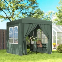 Outsunny Tonnelle de jardin extérieure tonnelle pliante pop-up réglable en hauteur protection UV 2 x 2 m vert foncé(m-2)