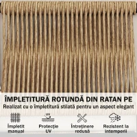 Outsunny Set Grădină, 5 Piese, Rattan Modular în L cu Perne, Culoare Bej(m-7)