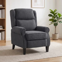 HOMCOM Sillón Relax Reclinable en Tejido de Borreguito Polar Sillón de Relax con Reposapiés Extensible Asiento Acolchado Gris(m-2)