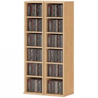 HOMCOM Lot de 2 étagères colonnes armoire de rangement CD-DVD 12 compartiments 21 x 22,5 x 88,5 cm capacité 204 CD bois naturel(m-12)