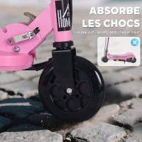 HOMCOM Trottinette électrique pliante pour enfant de 7+ans, 120W Vitesse max 12km/h, 75x36x82-93 cm rose(m-7)